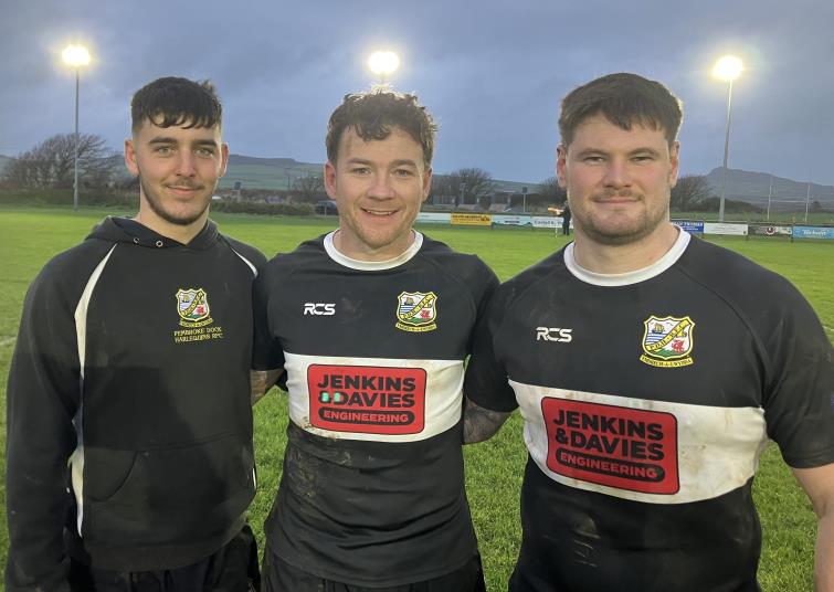 Tom Donovan, Damien Miller and Harry Owen - Quins try scorers at St Davids